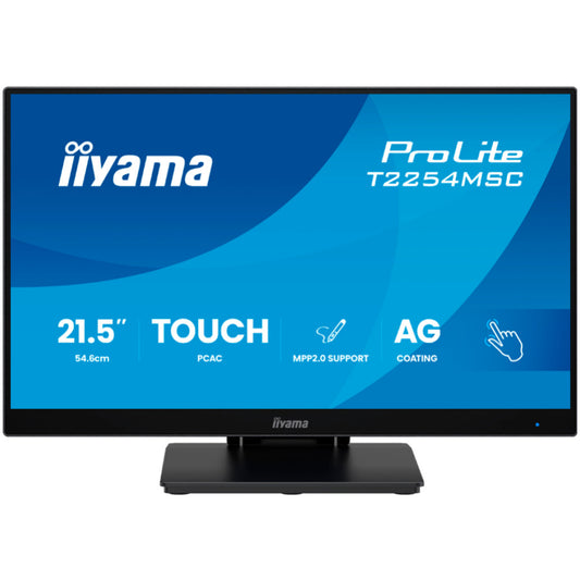 Monitor touch Iiyama 54,6 cm (21,5") T2254MSC-B2AG 1920x1080 Interaktivni 100Hz IPS 4ms HDMI DisplayPort 2xUSB3.2 HAS Zvočniki  7H ProLite active stylus support