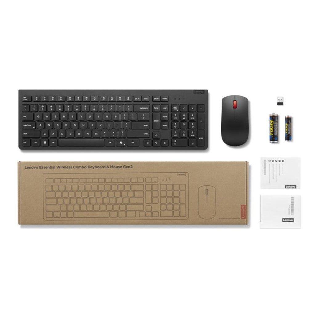 Tipkovnica in miš Lenovo brezžična Essential Combo Gen2 SLO črna odporna na politje low-profile (4X31R64492)