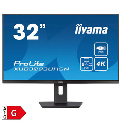 Monitor Iiyama 80 cm (31,5") XUB3293UHSN-B5 3840x2160 IPS 4ms HDMI DisplayPort USB-C 65W 2xUSB3.2 Pivot Zvočniki 2x3W  sRGB99% KVM RJ45 ProLite