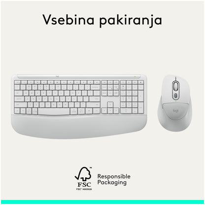 Tipkovnica in miš Logitech brezžična + Bluetooth MK880 Signature Comfort Plus bela SLO gravura (920-014033)
