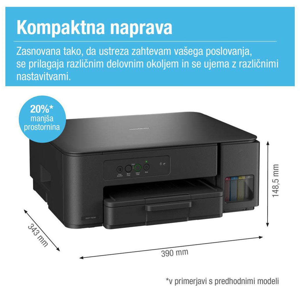 Tiskalnik multifunkcijski brizgalni barvni Brother DCP-T230 A4 USB 11ppm (DCPT230YJ1)