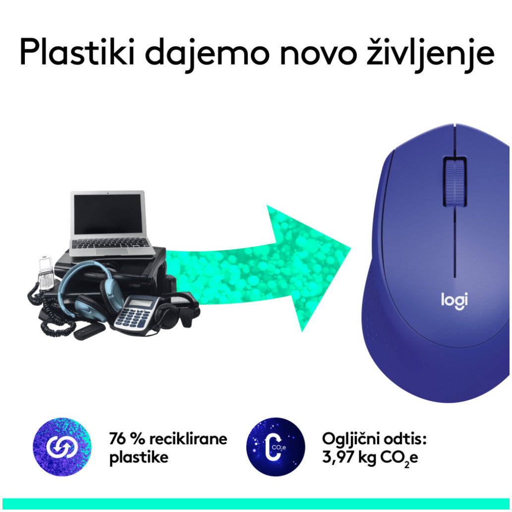 Miš Logitech brezžična optična M330 modra silent plus (910-004910)