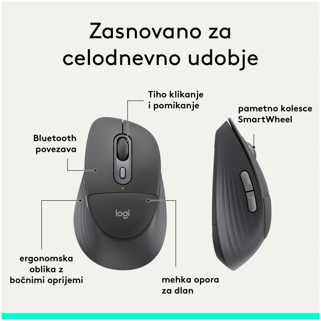 Tipkovnica in miš Logitech brezžična + Bluetooth MK880 Signature Comfort Plus grafitna Slovenski nabor znakov (920-014161)
