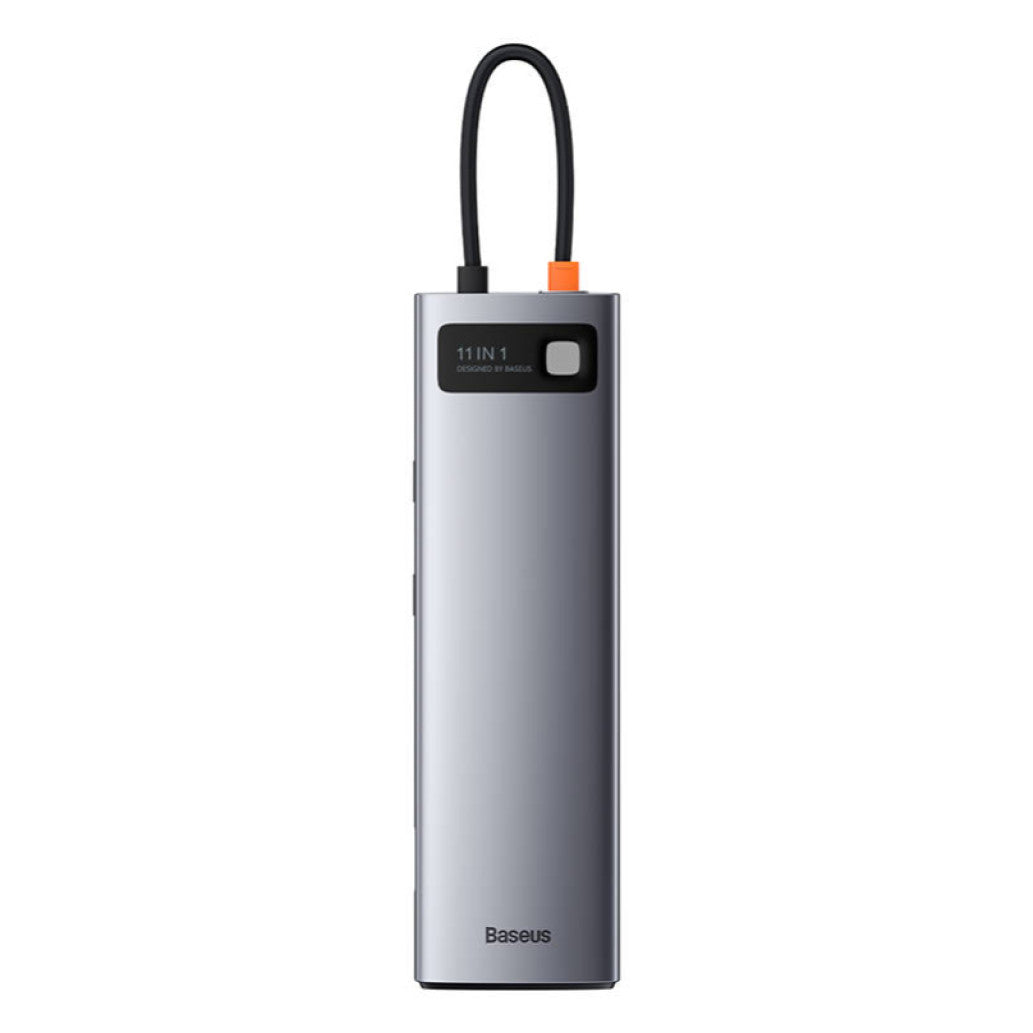 Priklopna postaja USB-C => 3x USB 3.0 tip A USB-C PD 100W 2x HDMI VGA microSD/SD RJ45 AUX Baseus Metal Gleam Series srebrn (CAHUB-CT0G)