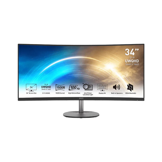 Monitor MSI 86,4 cm (34,0") PRO-MP341CQ 3440x1440 Curved Gaming 100Hz VA 4ms 2xHDMI DisplayPort Zvočniki  sRGB116,25% FreeSync