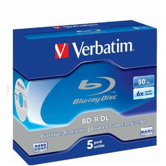 Verbatim 5x BD-R BLUE-RAY 50GB DL WHITE/BLUE SURFACE (43748)