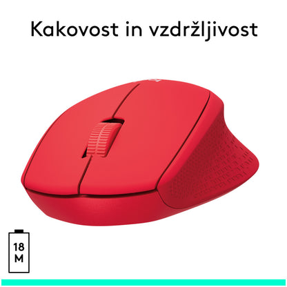 Miš Logitech brezžična optična M330 rdeča silent plus (910-004911)