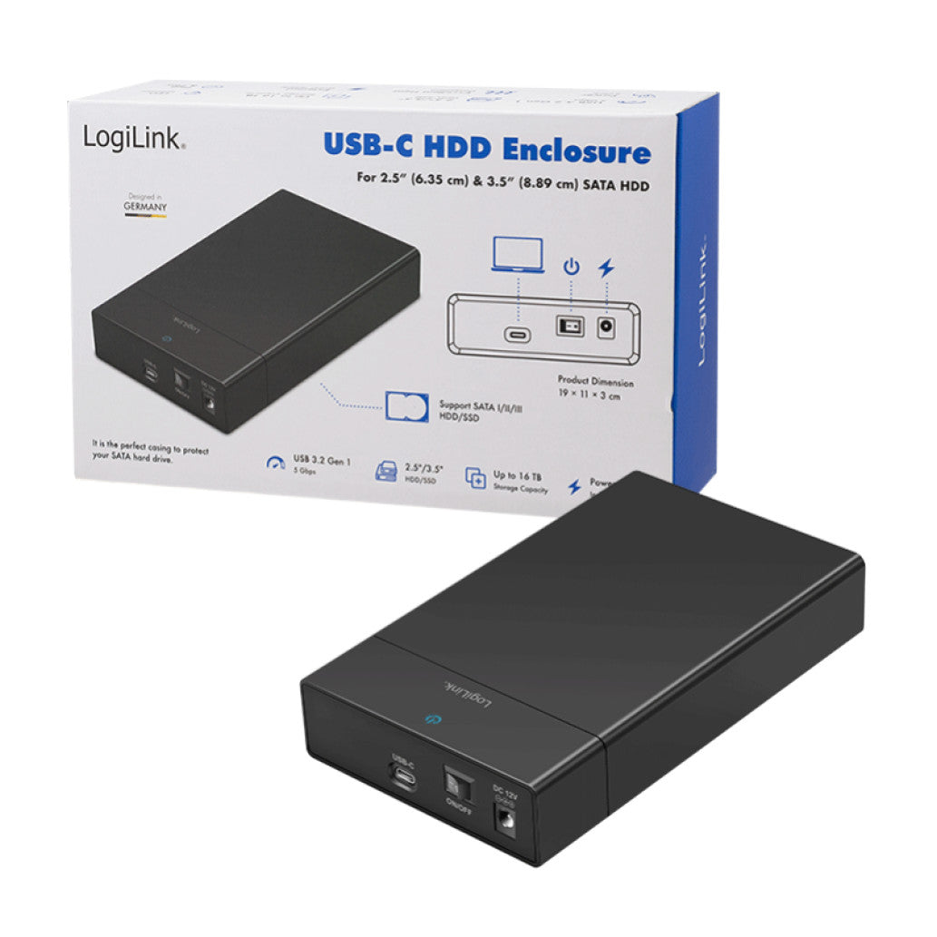 Ohišje za trdi disk 3,5 USB 3.2 Gen1 Logilink brezvijačno črno (UA0460)