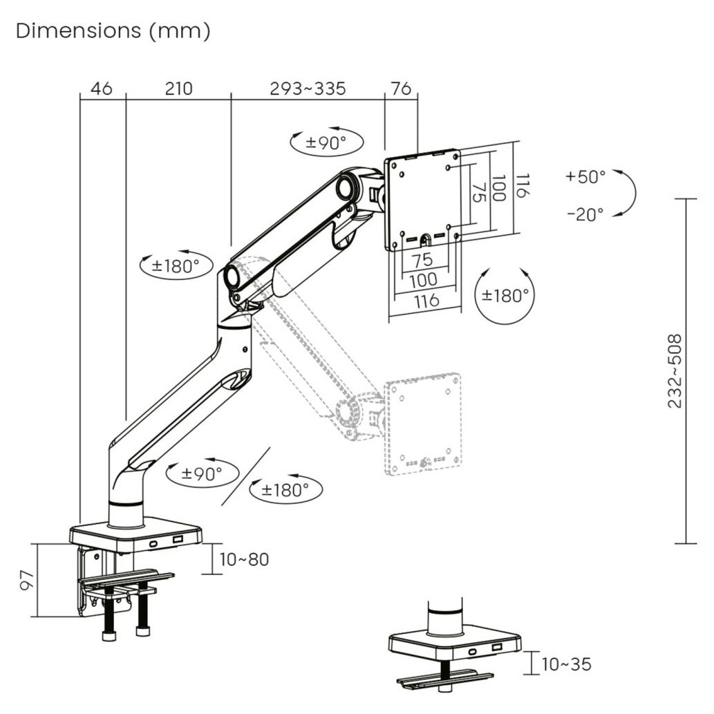 Nosilec za LCD monitor DIGITUS Single 49" 20 kg