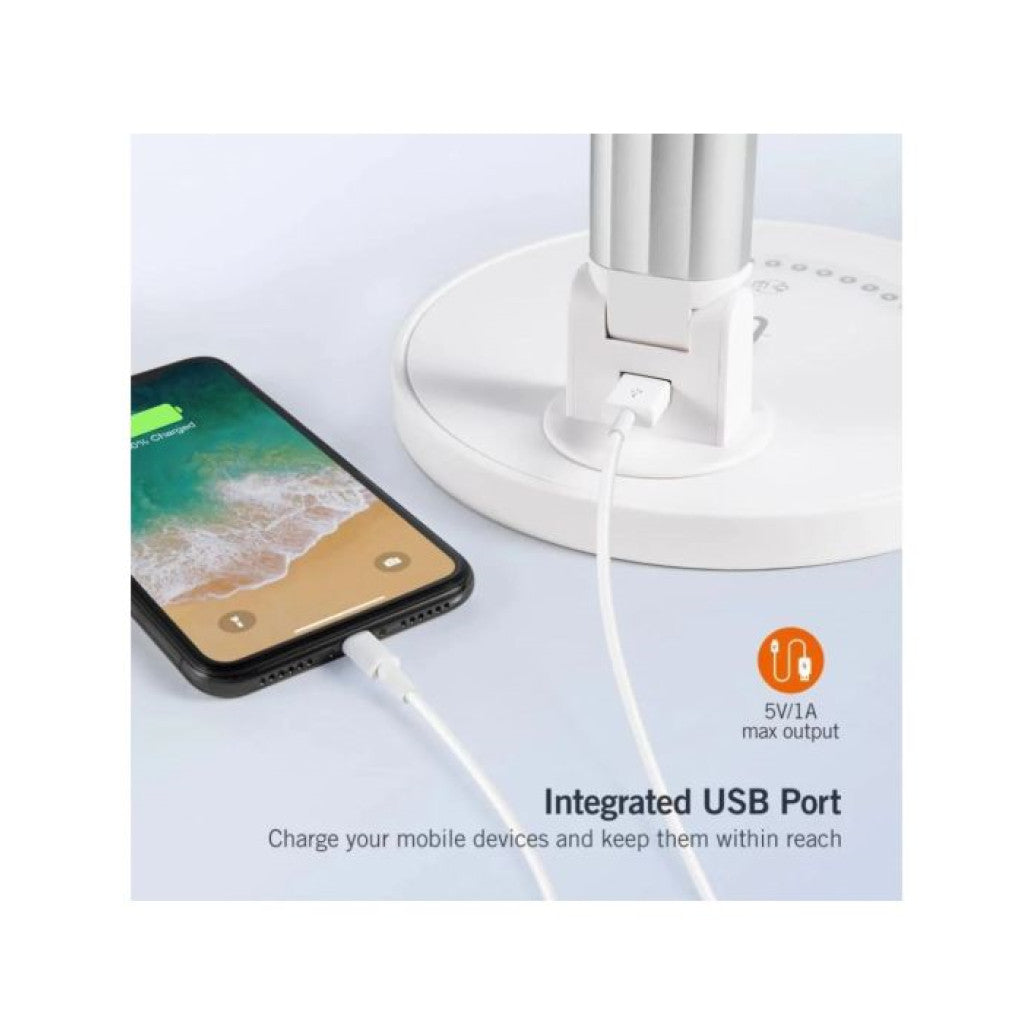 Namizna svetilka LED Taotronics USB za polnjenje bela (78-01013-007)