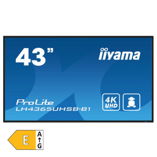 Monitor Iiyama 108 cm (42,5") LH4365UHSB-B1 3840x2160 IPS 8ms 2xHDMI DisplayPort 2xUSB2.0 Zvočniki 2x10W  NTSC72% WiFi RJ45 RS232 ProLite touch Android 11 OS, iiSignage2, FailOver, EShare