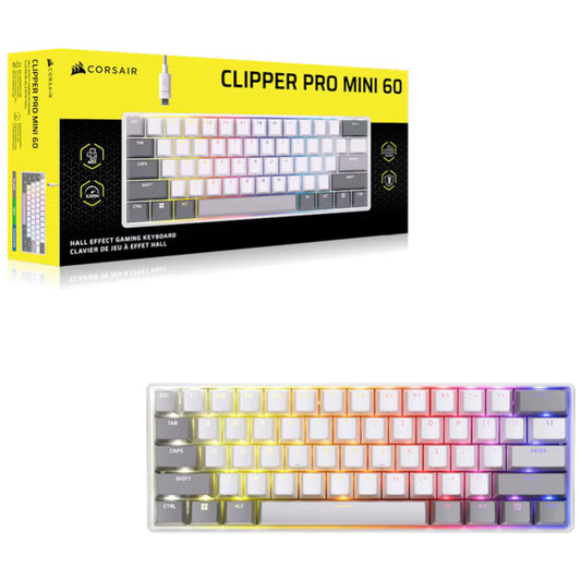 Gaming Tipkovnica Žična Corsair Clipper Pro Mini 60 US | bela RGB (CH-979111J-NA)
