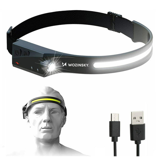 Naglavna svetilka Wozinsky WLC-1200 350lm CREE LED IPX4 z senzorjem gibanja črna (WLC-1200)