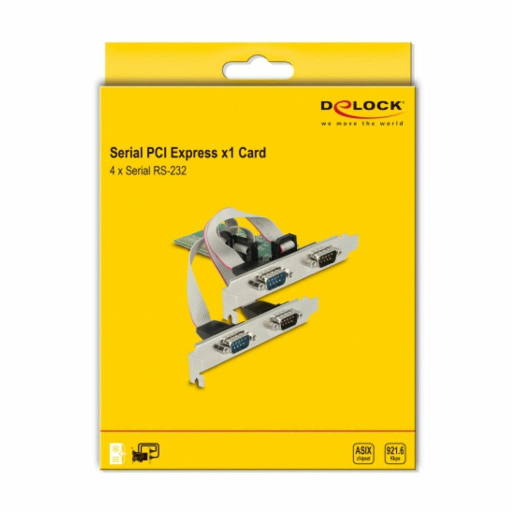 Kontroler PCI-Express => 4x serijski COM port RS232 9pin Delock + Low Profile 89557