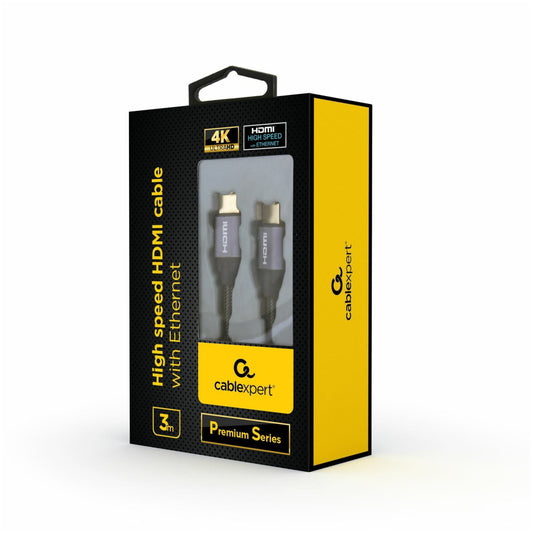 KABEL HDMI/HDMI M/M 3,0m Cablexpert pozlačeni kontakti  4K z ethernet High speed (CCBP-HDMI-3M)