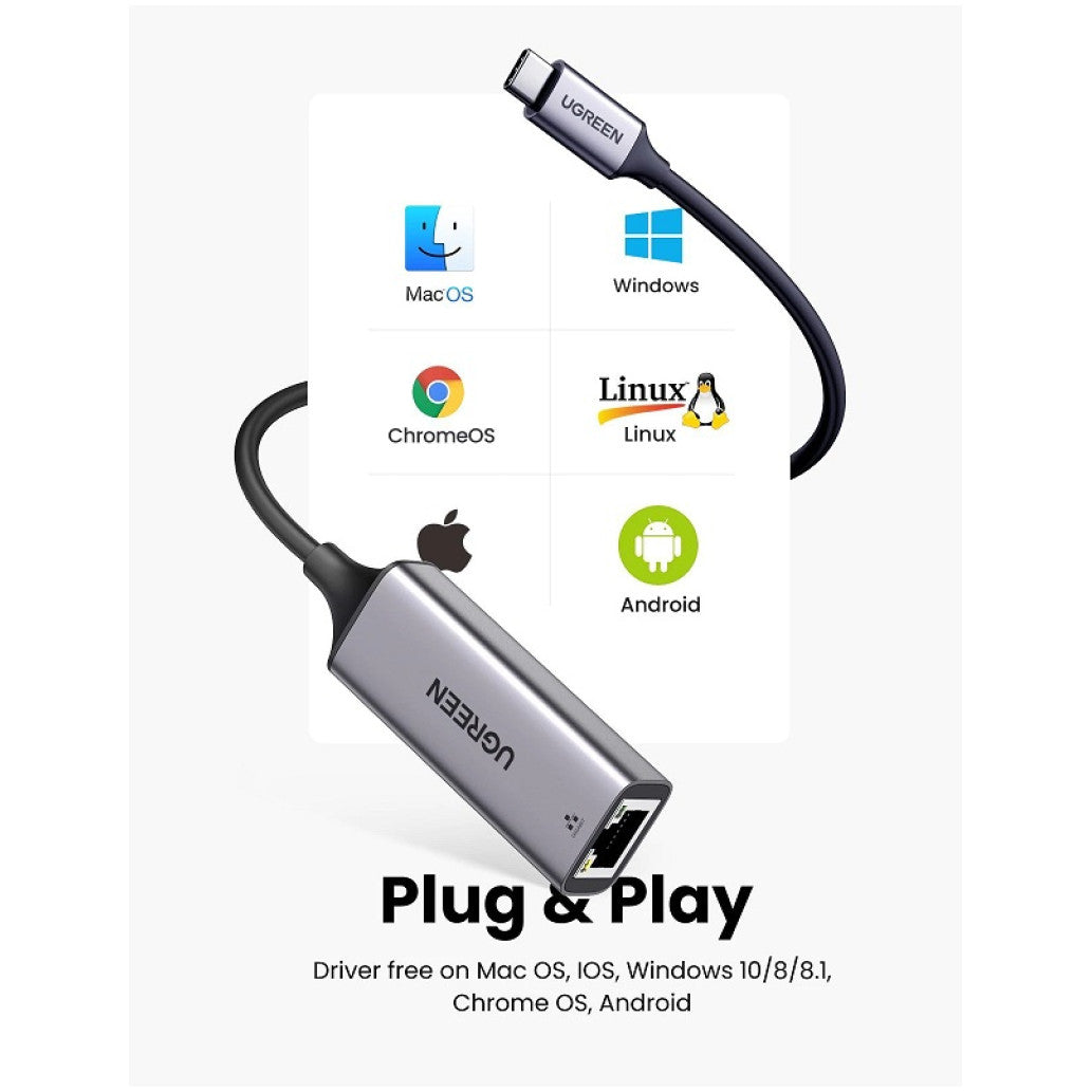 Mrežni adapter USB-C => LAN RJ45 100/1000 Ugreen gigabit (50737)