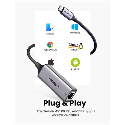 Mrežni adapter USB-C => LAN RJ45 100/1000 Ugreen gigabit (50737)