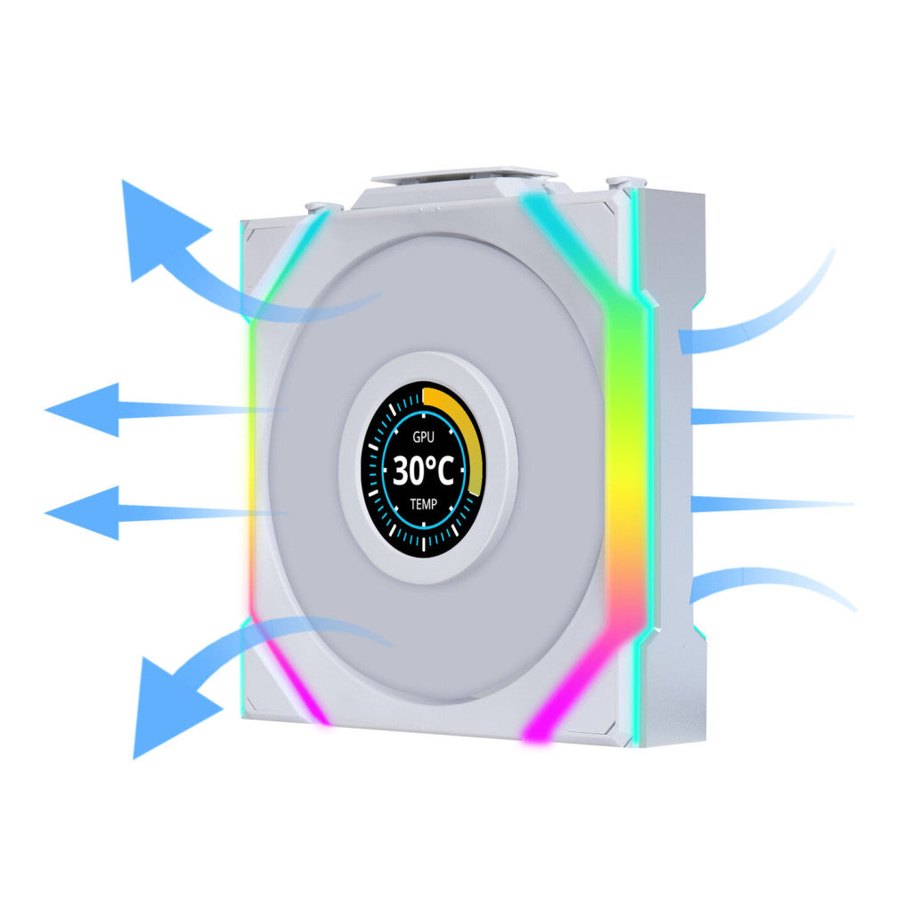Ventilator Lian-Li UNI FAN SL Wireless LCD Reverse Blade 120mm bela ARGB