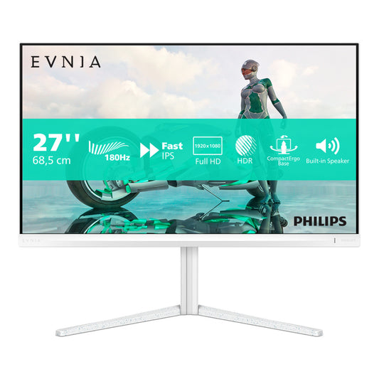 Monitor Philips 68,6 cm (27,0") 27M2N3201A 1920x1080 Gaming 180Hz Fast-IPS 0,5ms 2xHDMI DisplayPort Pivot Zvočniki  3H DCI-P3-95% AdaptiveSync HDR10 Evnia3000 Bele barve