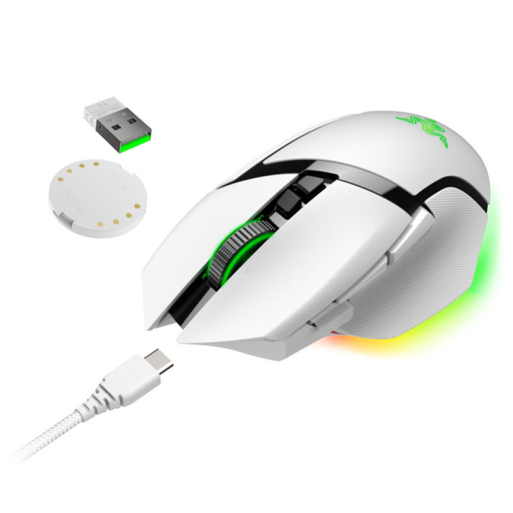 Miš Razer brezžična + Bluetooth Basilisk V3 Pro optična gaming 30000DPI RGB bela (RZ01-04620200-R3G1)