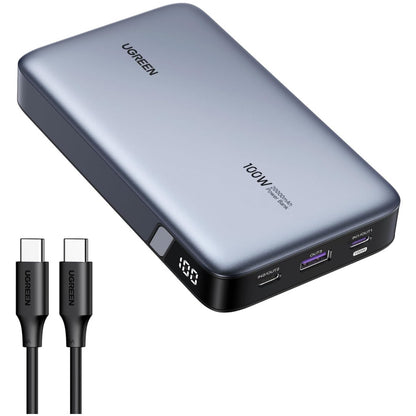 Prenosna baterija Ugreen 20000mAh 100W PD 1x USB-A 2x USB-C črna (25188)