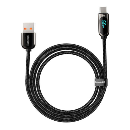 Kabel USB-C => USB-A 2.0 tekstil ovoj 1,00m 6A Baseus LED – črn (CASX020001)