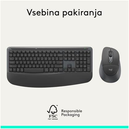 Tipkovnica in miš Logitech brezžična + Bluetooth MK880 Signature Comfort Plus grafitna Slovenski nabor znakov (920-014161)