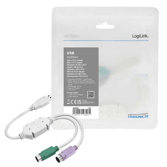 Adapter USB => PS2 - 2x Ženski  LogiLink AU0004A