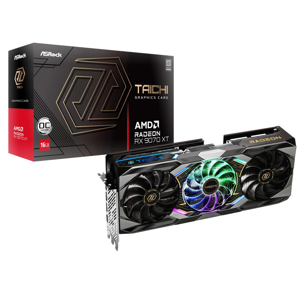 Grafična kartica AMD RX9070 XT Asrock Taichi OC - 16GB GDDR6  | 1xHDMI 2.1b 3xDisplayport 2.1a (90-GA5HZZ-00UANF)