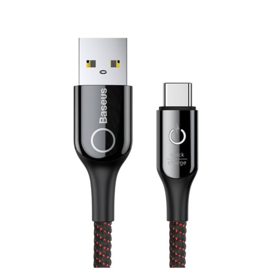 Kabel USB-C => USB-A 2.0 tekstil ovoj 1,00m 5V/3A QC3 LED indikator polnjenja Baseus črn(CATCD-01)