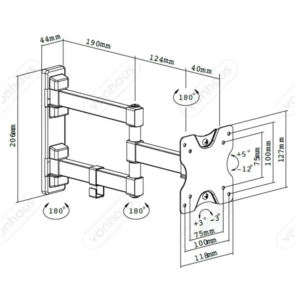 Nosilec stenski VonHaus za monitor 23"-27" do 20kg pregibni (3000245)