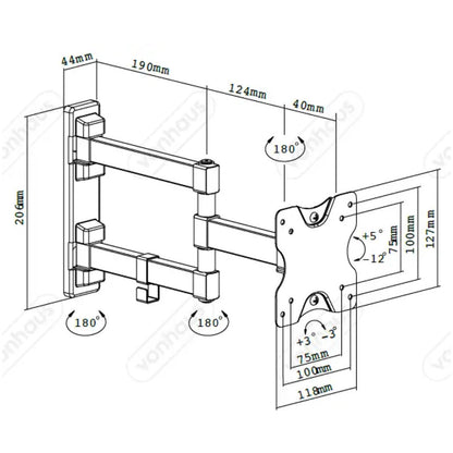 Nosilec stenski VonHaus za monitor 23"-27" do 20kg pregibni (3000245)