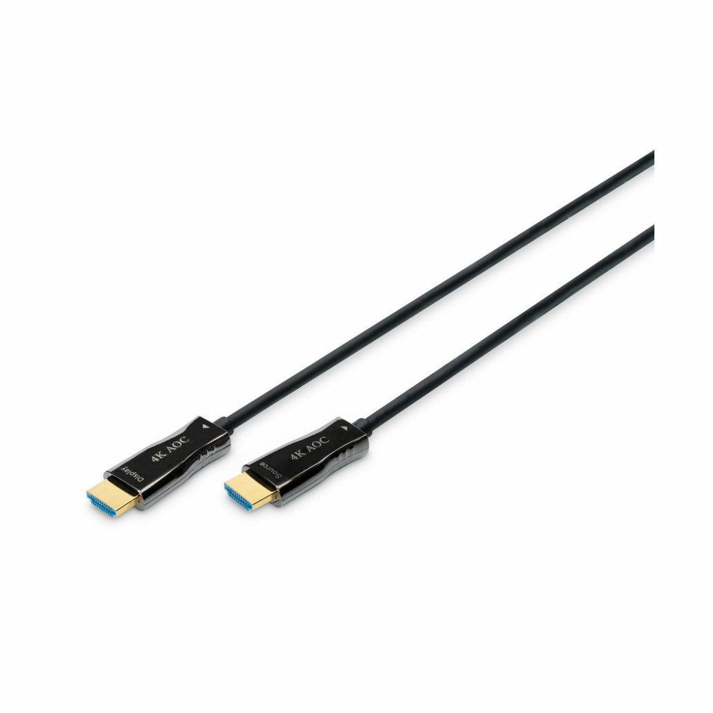 Kabel HDMI(m)=>HDMI(m) v2.0 10,00m UHD 4K/60Hz AOC optični hibridni pozlačeni kontakti črn Digitus (AK-330125-100-S)