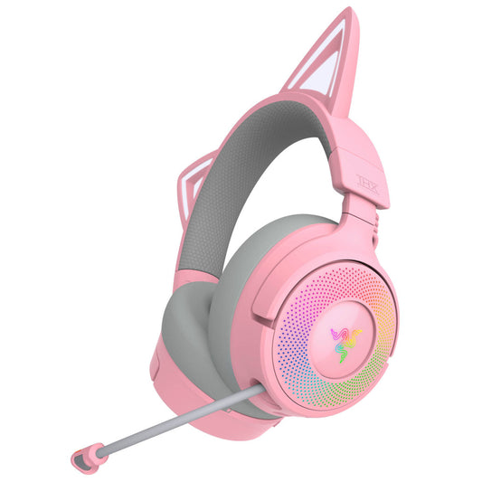 Slušalke brezžične Razer naglavne z mikrofonom BT/1x3,5mm/USB Kraken Kitty V3 Pro roza Gaming (RZ04-05170200-R3M1)