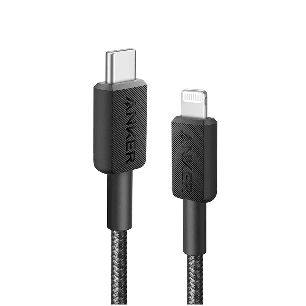 Kabel USB-C (m) => Apple Lightning (m) 0,90m Anker 322 pletenj črn (A81B5G11)
