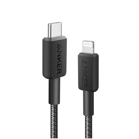 Kabel USB-C (m) => Apple Lightning (m) 0,90m Anker 322 pletenj črn (A81B5G11)