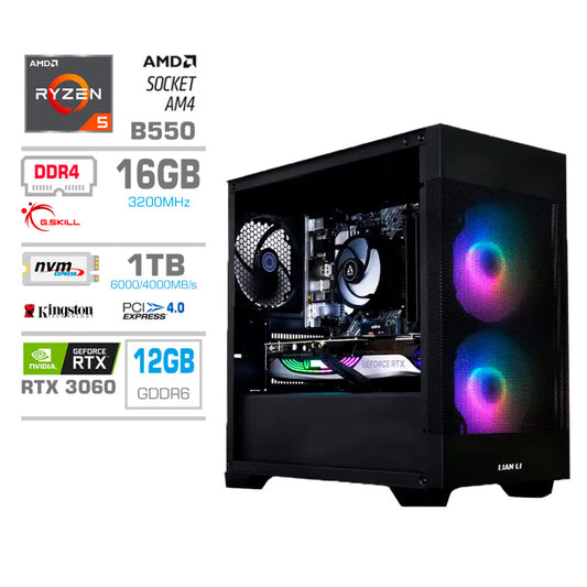 Računalnik MEGA MT S7X R5-5600G/RTX3060/16GB/1TB-4.0/750W/Brez OS/črna RGB
