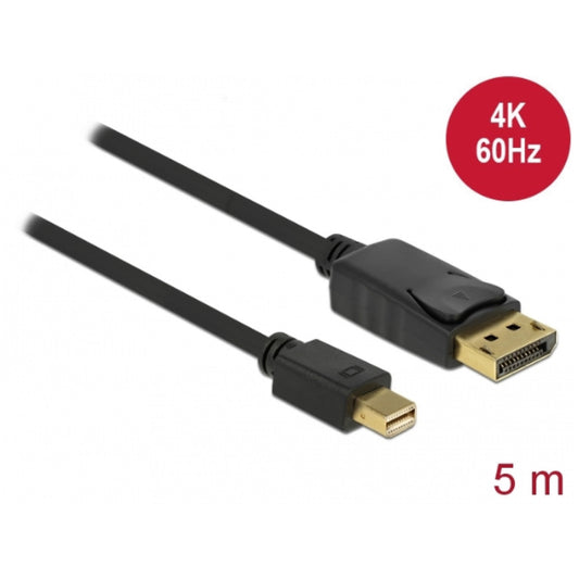 Kabel DisplayPortmini(m)=>DisplayPort(m) 5,00m 4K/60Hz črn Delock (83479)