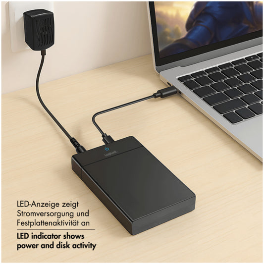 Ohišje za trdi disk 3,5 USB 3.2 Gen1 Logilink brezvijačno črno (UA0460)
