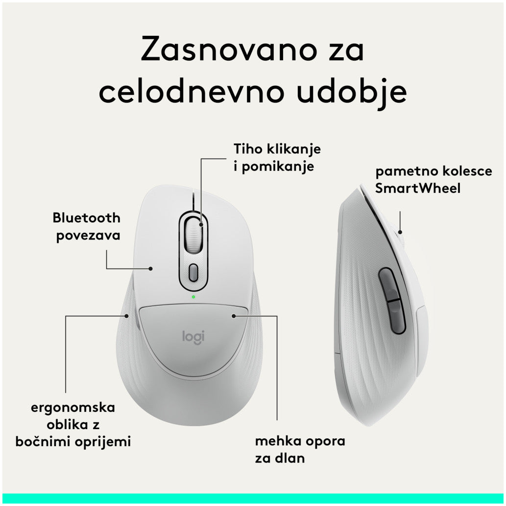 Tipkovnica in miš Logitech brezžična + Bluetooth MK880 Signature Comfort Plus bela SLO gravura (920-014033)