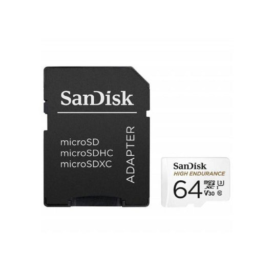 Spominska kartica microSDXC 64GB Sandisk High Endurance 100MB/s/40MB/s U3 V30 UHS-I +adapter (SDSQQNR-064G-GN6IA)