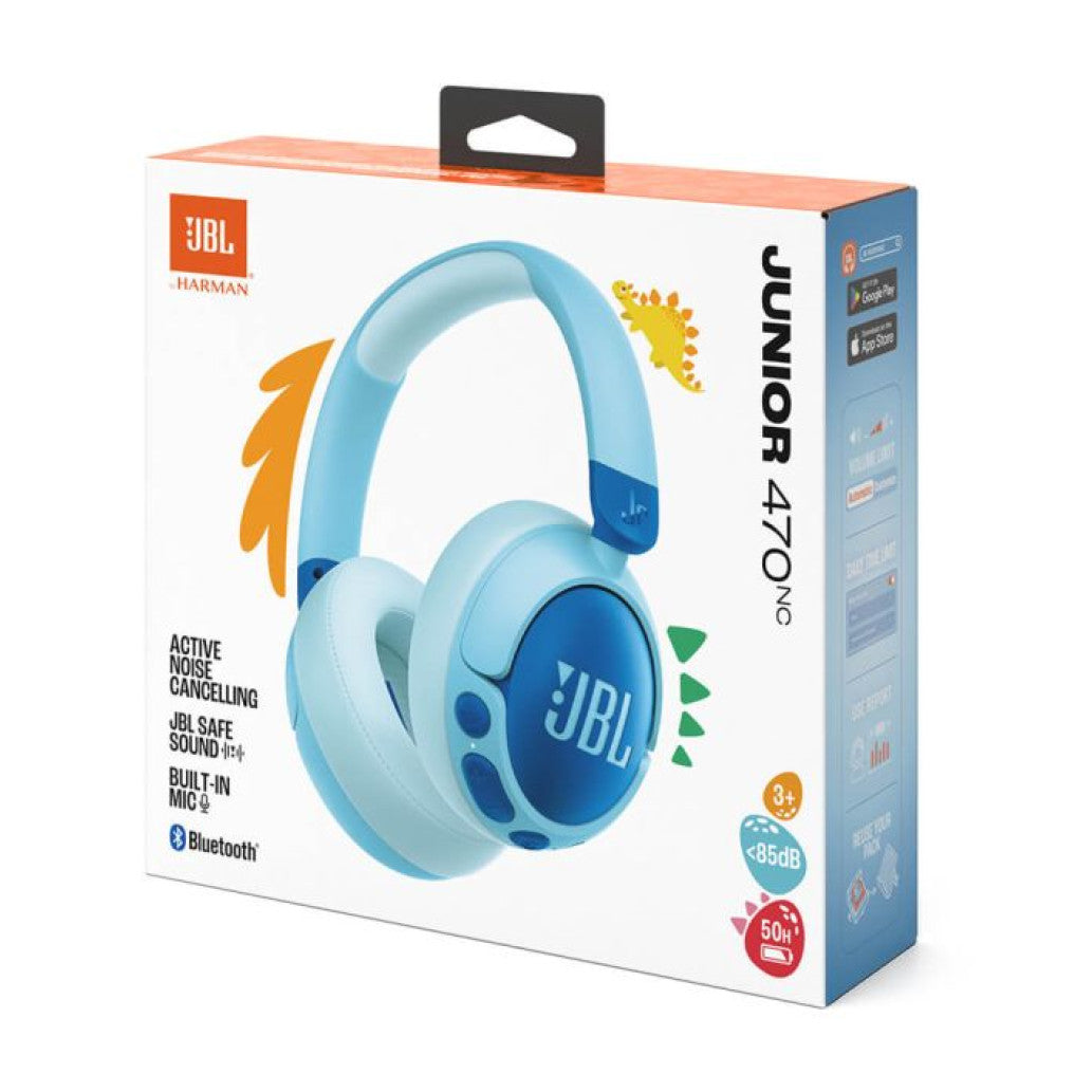 Slušalke brezžične JBL naglavne BT/1x3,5mm JR470NC modre Bluetooth otroške (JBLJR470NCBLU)