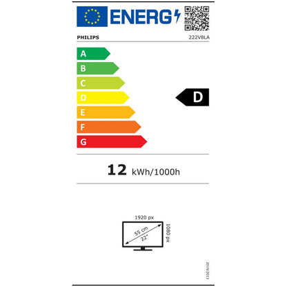 Monitor Philips 54,6 cm (21,5") 222V8LA 1920x1080 75Hz VA 4ms VGA HDMI DisplayPort  3H