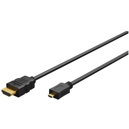 Kabel HDMI(m)=>HDMImicro(m) v2.1 2,00m 8K/60Hz 4K/120Hz pozlačeni kontakti črn Goobay (53785)