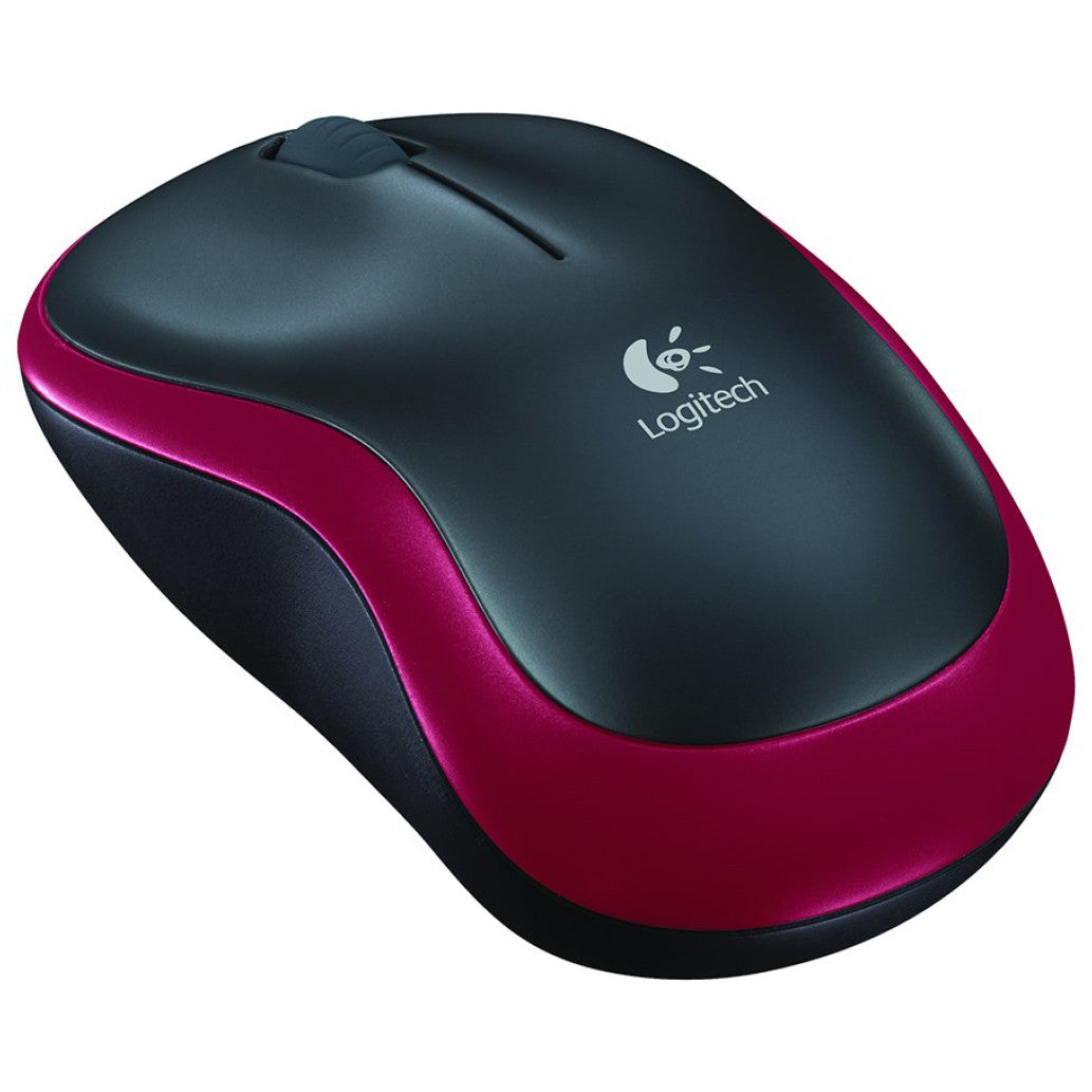 Miš brezžična za notesnike Logitech M185 nano rdeča (910-002237)