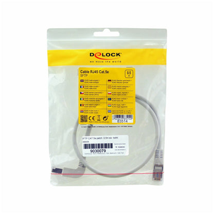KABEL PATCH SFTP Cat 5e   0,50m  RJ45 1Gbit Delock kotni - siv (83514)