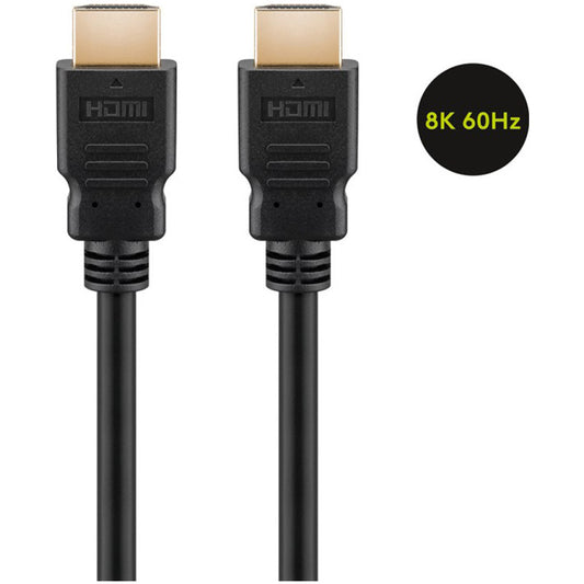 Kabel HDMI(m)=>HDMI(m) v2.1 2,00m 8K/60Hz pozlačeni kontakti z ethernet povezavo črn Goobay (41084)