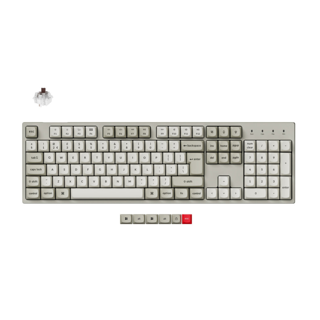 Mehanska Tipkovnica Žična Keychron C2 Pro 8K QMK UK | siva RGB (Brown switch) (C2PX-M3-UK)