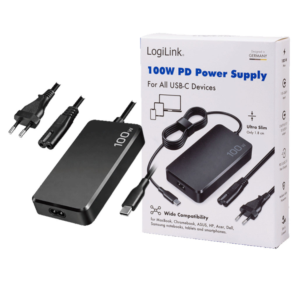 Napajalnik za prenosnik univerzalni 100W USB-C PD 3.0 LogiLink - (PA0414)
