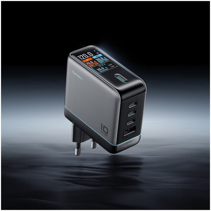 Hišni polnilec 100-240V => 3x USB-C USB-A 120W AD1204U z IPS zaslonom priložen kabel USB-C Cuktech srebrn (AD1204U)